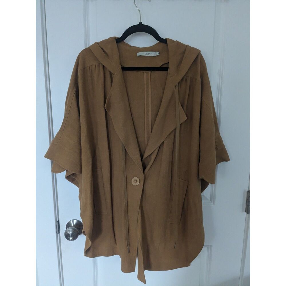 7115 by Szeki Linen Blend Hooded Poncho - M